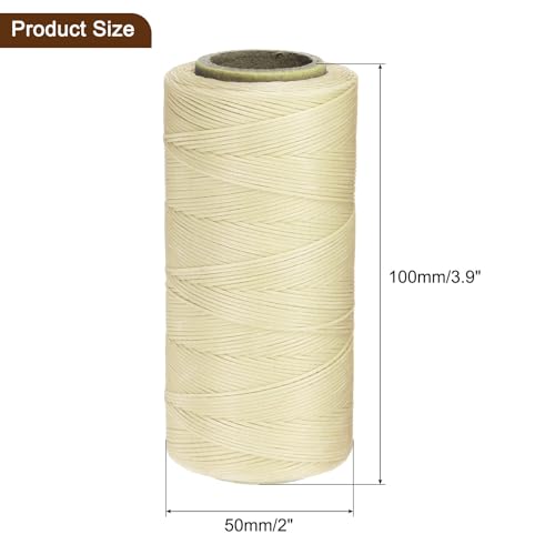 Hilo encerado para coser cuero 1mm 197 yardas poliéster crema miniatura 2