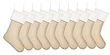 Kunyida 18' Burlap Christmas Stockings Bulk Plain Xmas Neutral Stockings for Fireplace Hanging,Pack 10