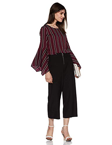 Image of Style Quotient Womens Burgundy Vertical Stripes Top