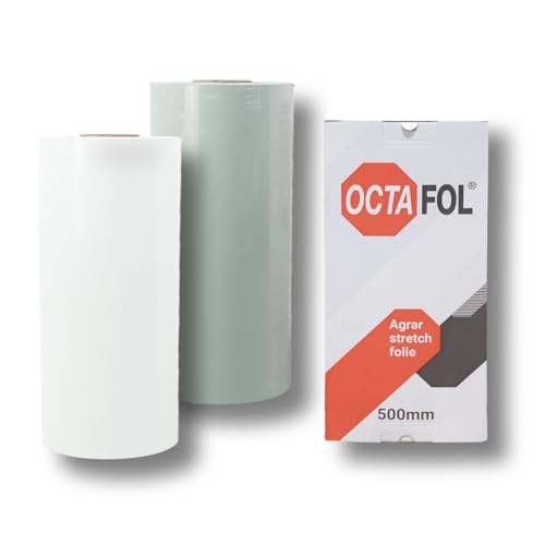 OCTAfol Agrar-Stretchfolie in Grün I 750 mm x 1500 m I Hochwertige Stretchfolie 25 my I 5-lagige Blas-Wickelfolie für Rund- & Quaderballen I reißfest, wasserdicht & mehrlagig geblasen