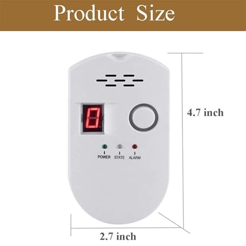 Image of Natural Gas Leak Detector Alarm: Detects LPG, LNG, Methane, Propane, Coal Gas, etc - High Sensitivity, LED Display, Easy Plug-In Installation - Ideal for Home, Kitchen, RV, Garage, Restaurant Security