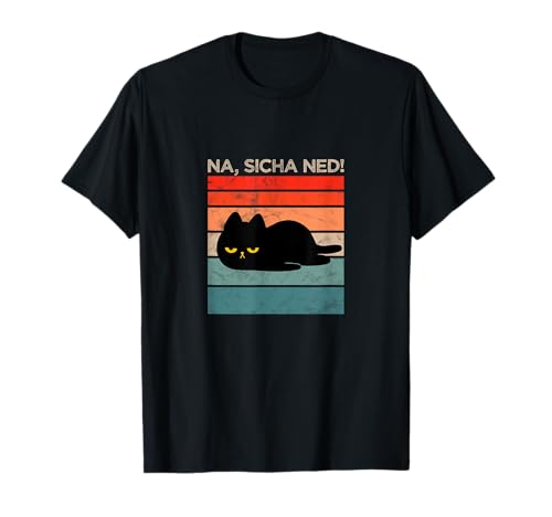 Lustiges Katzen Design mit müder schwarzer Katze T-Shirt
