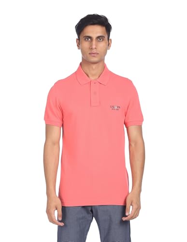Image of U.S. Polo Assn. Slim Fit Polo T-Shirt for Men- Ribbed Collar, Pique Knit - Half Sleeves Casual Mens Tshirt