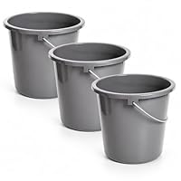2friends Putzeimer 10l Haushalteimer, Eimer 3er Set, Wischeimer mit Meßskala und Metallgriff, Putzkübel aus Kunststoff, Plastikeimer ohne BPA, Wascheimer grau, vielseitig und robust, Made in EU