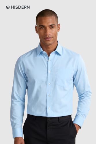 Image of HISDERN Mens Dress Shirts Long Sleeve Button Down Casual Shirts for Men Inner Contrast Formal Business Tuxedo Wedding Shirt