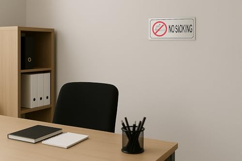 Image of Buzz Cool Metal No Smoking Stickers | No Smoking Sign Board Signage Sticker | Metallic Stainless Steel No Smoking Stickers for Wall, Doors Offices Malls etc.