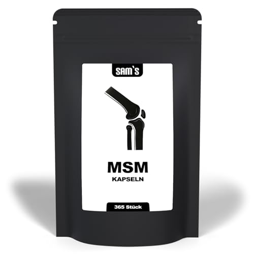 MSM Kapseln hochdosiert - 365 vegane Kapseln MSM mit 1600mg je Tagesdosis - 60-80 Mesh - hoch bioverfügbare organische Schwefel-Verbindung - von SAM\'S MSM Kapseln hochdosiert - 365 vegane Kapseln MSM mit 1600mg je Tagesdosis - 60-80 Mesh - hoch bioverfügbare organische Schwefel-Verbindung - von SAM\'S