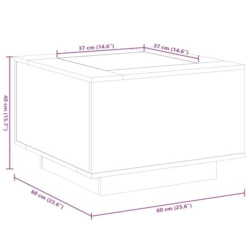 Table basse gris béton 60x60x40 cm LED salon design industriel - 3