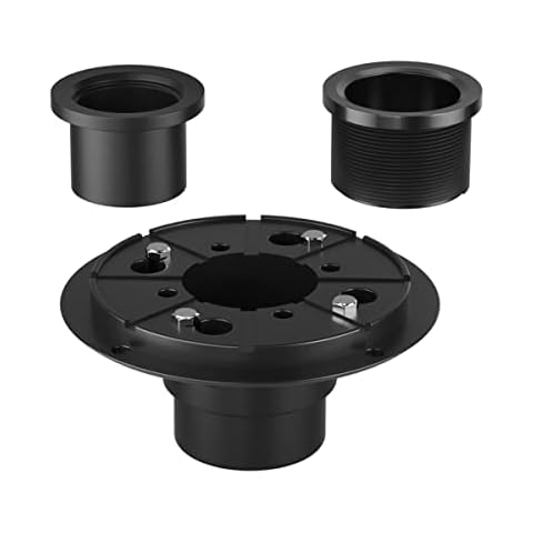 EXF Round Shower Drain Base Kit for 2 Inch and 3 Inch Waste Pipe, Black Shower Drain Flange with Threaded Adaptor and Rubber Coupler for No Hub Square & Linear Shower Drain Installation Cover