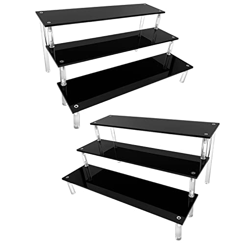 Image of AZEAM Acrylic Riser, Black Display Risers Stand Large Collection Organizer Shelf for Cupcake Food Desserts Holder Cosmetic Products Tabletop Use and More (12 X 8 X 6 Inch) (2 Packs Black)