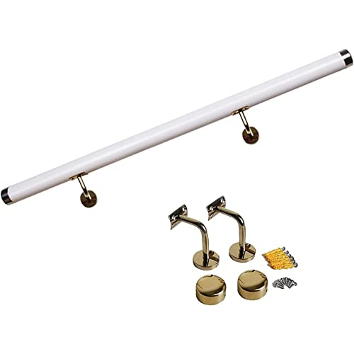 DONGYUE PVC Staircase Handrails for Outdoor Steps, 1ft-20ft, 2 Inch Thick Sturdy Stair Railings Indoor with Installation Kit, Outdoor Deck Hand Rail, Hallway Wall Banister for Disabled