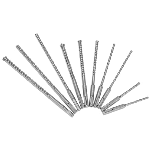 QWORK® 10PCS SDS Plus Rotary Hammer Drill Bit Set, With Tungsten Carbide Tips Forconcrete, Brick, And Stone And Masonry 6 QWORK® 10PCS SDS Plus Rotary Hammer Drill Bit Set, With Tungsten Carbide Tips Forconcrete, Brick, And Stone And Masonry - Image 6