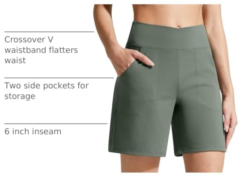 Image of G4Free Evergoing Athletic Shorts for Women with Pockets 6 inch /14 inch Cross Waist