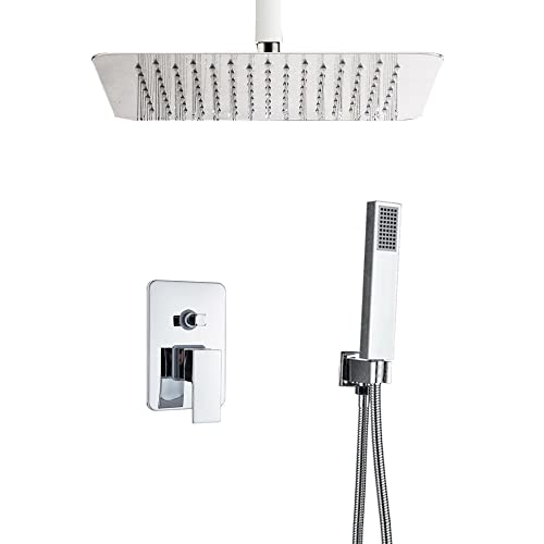 Douche à pluie LED 8 pouces avec robinet de douche chromé et ciel de plafond hydro-propulsé