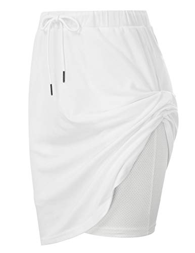 Women's Everyday Side Zip Stretch High-Rise Skort with Pockets(S,Ivory)