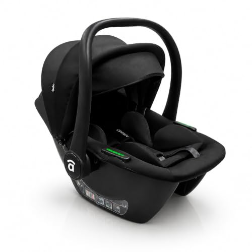 Silla de auto recién nacido (Grupo 0+) i Size a contramarcha | Homologada ECE R129, reposacabezas 8 posiciones, reductor incluido, capota extensible, ultraligera 2,80 kg | Mimmo Negra Asalvo