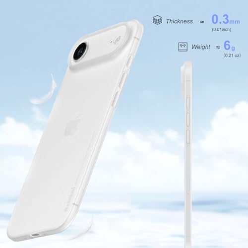 memumi for iPhone 17 Air Ultra Thin Case 0.3mm Lightweight [No-Case Feeling] Matte Hard Cover with Camera Protection for iPhone Air 2025 Slim Cover in Minimalist, Semi-Transparent Frosted White by memumi - Used condition - Image 3