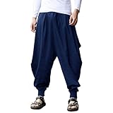 Herren Haremshose Dehnbare Taille Baggy Sweatpants Lässige Loose Fit Sommerhose Modische Hose für Männer