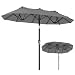 COSTWAY Doppelsonnenschirm knickbar 300x150cm, Doppel Sonnenschirm, Gartenschirm mit Kurbel, Terrassenschirm, Marktschirm für Garten, Terrasse, Balkon (Grau)