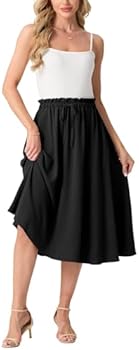 GRECERELLE Lange damesrok, elegant, kreukvrij, zomerrok, A-lijn, elastische hoge taille, maxi-rok met zakken, trekkoord, split, Kaki, L