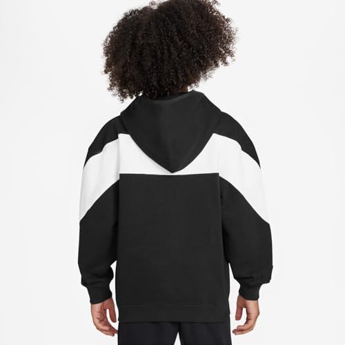 Nike Air Big Kids' Fleece Pullover Hoodie (HF8812-010, Black/White/White)3