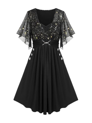 Rosegal Plus Size Women Sparkly Cocktail Dress with Pocket(Black_2/M)