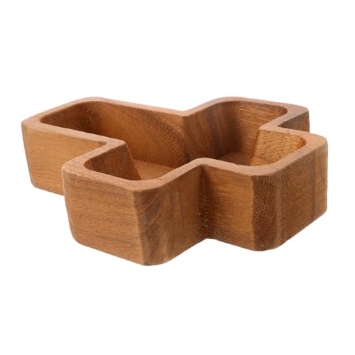 Cabilock Bandeja de Madera Forma de Cruz para Servir Aperitivos y Frutas Plato Rústico para Snacks y Postres Decorativo para Hogar y Cocina Color Beige