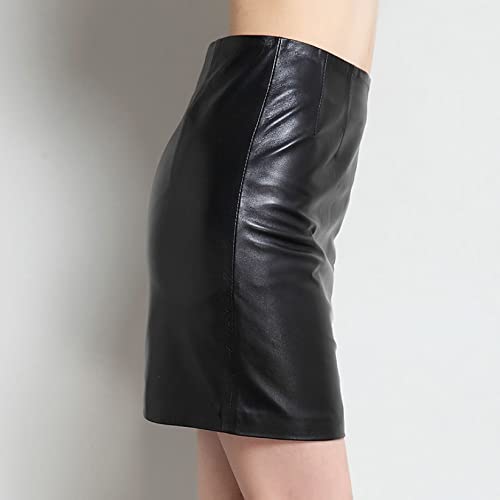 Yurasiku Woman Comfy High Waisted Solid Color Bodycon Skirts Work Formal Pu Leather A-Shaped Zipper Mini Hip-Wrapped Skirt Black #TOP5