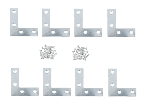 Invero Pack of 8 Metal Stainless Steel Flat Corner Braces 90 Degree Joint Right Angle L Shaped Bracket Joiner 2.5-Inch - Image 2
