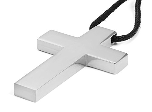 VNOX Acero Inoxidable Cruz Simple Collar Colgante Pulido para Hombres Jesucristo Señor Oración,Plata