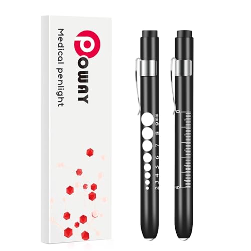 Pen Lights Medical with Pupil Gauge and Ruler LED Pen Lights for Nurses Doctors Nursing Pen Light with 4 Batteries Free Penlight Nurse Penlights for Nurses Pen Light for Nurse Accessories 2pcs Black
