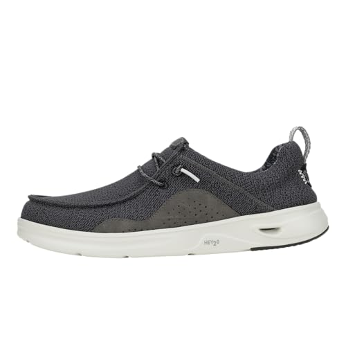 HEYDUDE Wally Hey2O Mesh Black/Monument Grey Size 10 Mens Shoes Mens Slip-on Loafers Comfortable & Light-Weight
