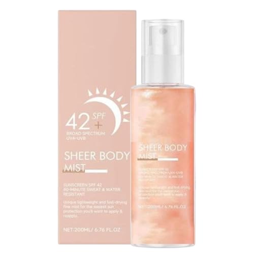 Cuerpo cuerpo Spf SPF 42+ | 200 ml aceite seco Spray Sunspreen | Spray crema solar del cuerpo ligero con brillo | Bloque solar impermeable Lsolation UV Protection Mist para mujeres y hombres