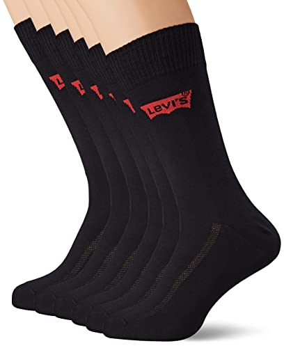 Levi's Mixte Batwing Logo Sock 6 Pack Ecom Chaussette classique, Jet Black, 43 EU