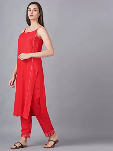 Image of Aziz Textiles Women's Rayon Sleeveless Straight Kurti for Women & Girls
