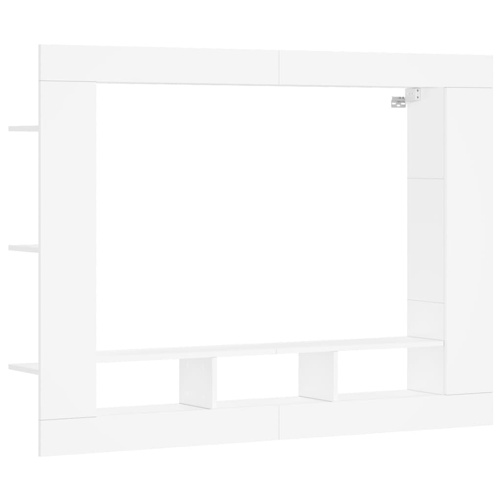 Homgoday Mobile TV, mensola a parete per mobile TV, supporto per TV moderno, con scomparti aperti e ripiani laterali in legno di ingegneria bianco 152x22x113 cm