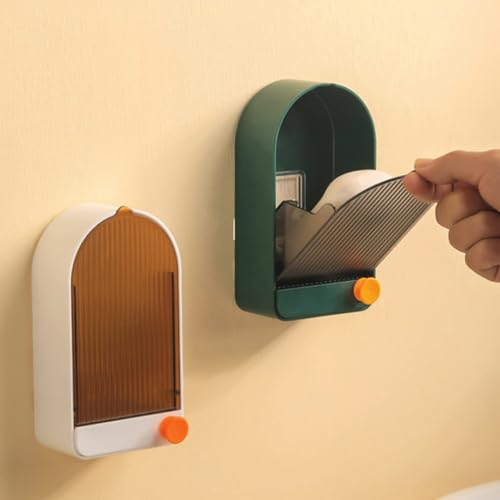 Image of Pack of 1 Premium Plastic Creative Wall Mounted Bathroom Soap Box Holder Soap Dish with Drainage Box Soap Box with Lid Single