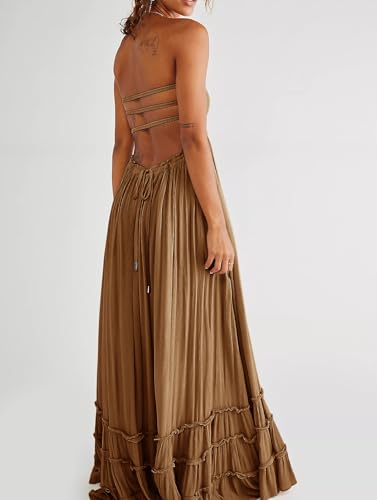 Image of R.Vivimos Womens Summer Boho Sexy Backless Long Dresses