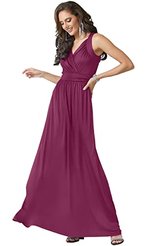 Image of KOH KOH Womens Long Sleeveless Flowy Bridesmaid Cocktail Evening Gown Maxi Dress