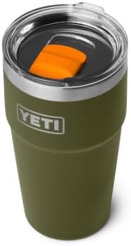 YETI Rambler 20 oz Stackable Tumbler, Stainless Steel, Vacuum Insulated with MagSlider Lid, Olive/King Crab Orange - 2