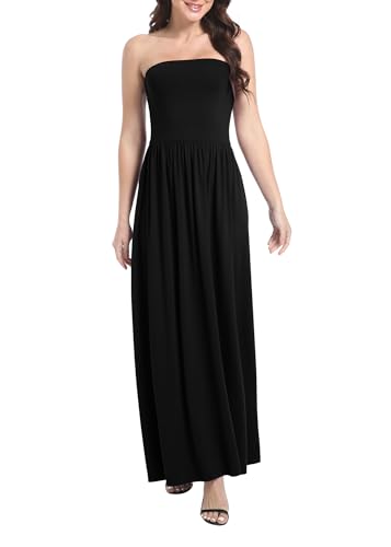 Urban CoCo Summer Strapless Ruched Maxi Dress for Women Sleeveless A Line Flowy Party Wedding Guest Long Dresses3