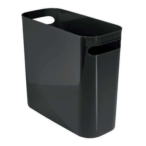 iDesign Una Rectangular Trash Handles, Waste Basket Garbage Can for Bathroom, Bedroom, Home
