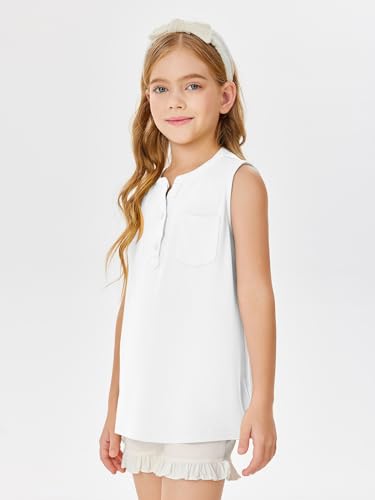 Batermoon Girls Tank Top Summer Cute Sleeveless T Shirt for Teen Henley Ribbed Button Casual Tee Blouse4