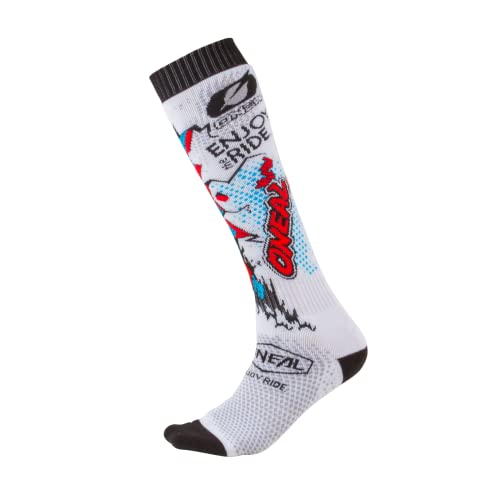 O'NEAL | Mountainbike Motocross Socken | MTB Downhill Freeride | Schweißabsorbierend, Verstärkter Fersen & Sohlenbereich | Pro MX Villain | Unisex | Erwachsene | Weiß | One Size