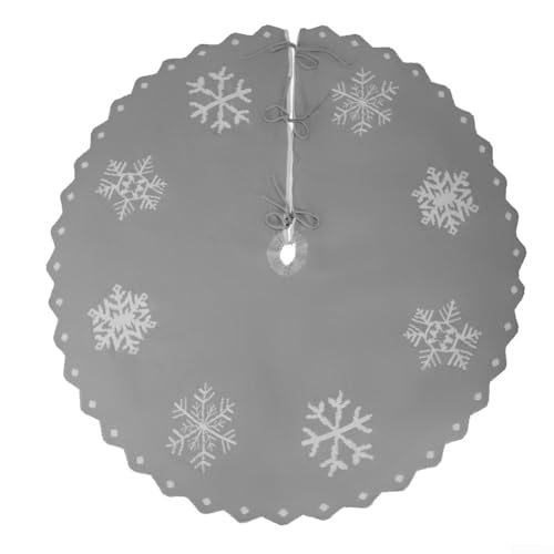 Falda bordada de copo de nieve gris para árbol de Navidad de 47 pulgadas de diámetro, material de tela de larga duración, decoración festiva de cuidado simple para sala de estar