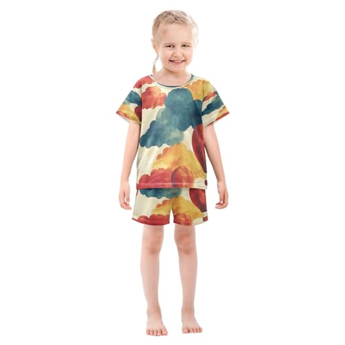 senya Hot Air Balloon Clouds Summer Pajamas Set Short Cotton Sleepwear 2 Piece3