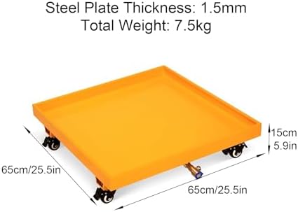 Heavy-Duty Yellow Spill Containment Pallet with Wheels - 2-Ton Capacity, Modular Leak-Proof Tray, Drain Valve for Safe Liquid Storage & Spill Control Solutions