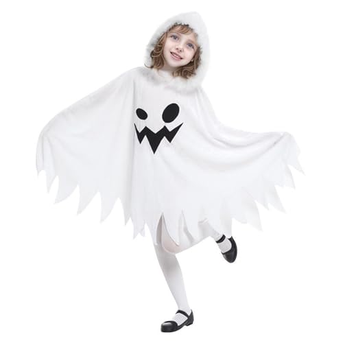 ZDQC Geister Kostüm Kinder,Gespenst Kostüm für Mädchen Jungen Baby Kleinkinder,Cosplay Für Halloween Kostüm,Geeignet für Höhe 90-140cm,Weiß,...
