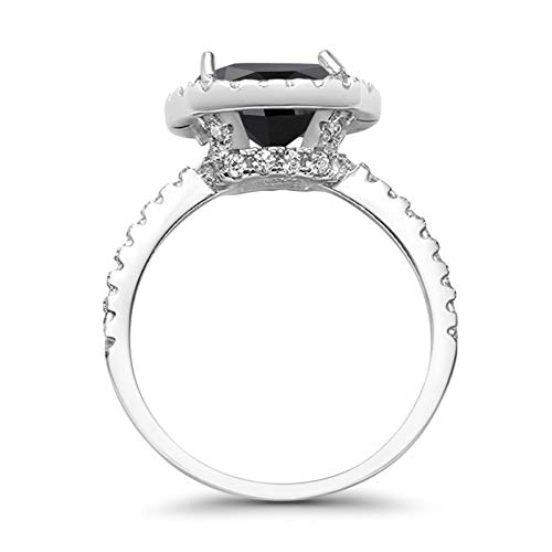 Blue Apple Co. Halo Wedding Engagement Ring Cushion Cut Round Simulated Cubic Zirconia 925 Sterling Silver4