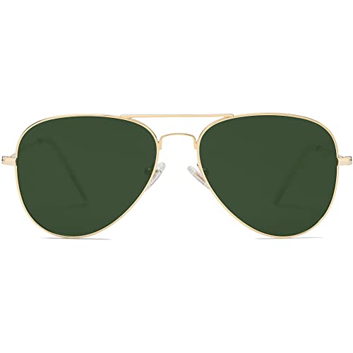SOJOS Classic Aviator Polarized Sunglasses for Men Women Vintage Retro Style,Gold/Green